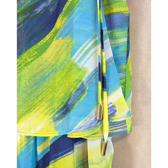 Calvin Klein Maxi Dress Women’s Size 8 Sleeveless Blouson Draped Blue Stripe - Picture 12 of 12